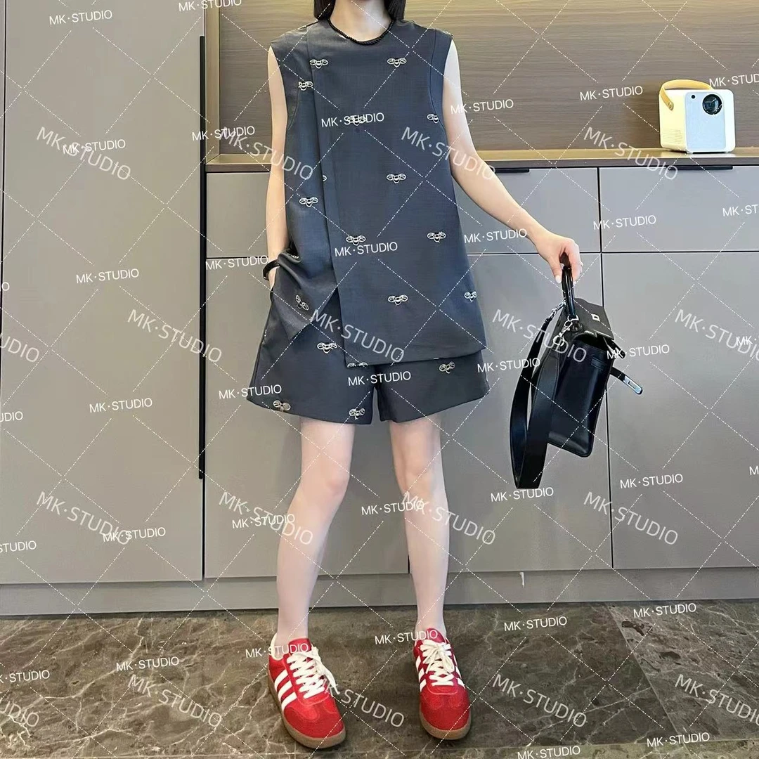 米可/MK-0740【韩系套装】时尚气质减龄夏季新款小蜜蜂刺绣两件套