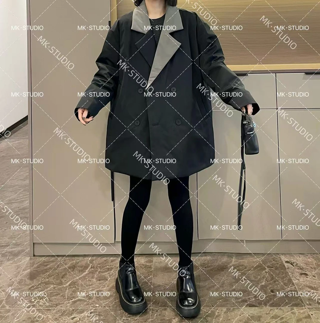 米可/MK-1502YF【撞色翻领西装羽绒外套】时尚冬季新款羽绒外套