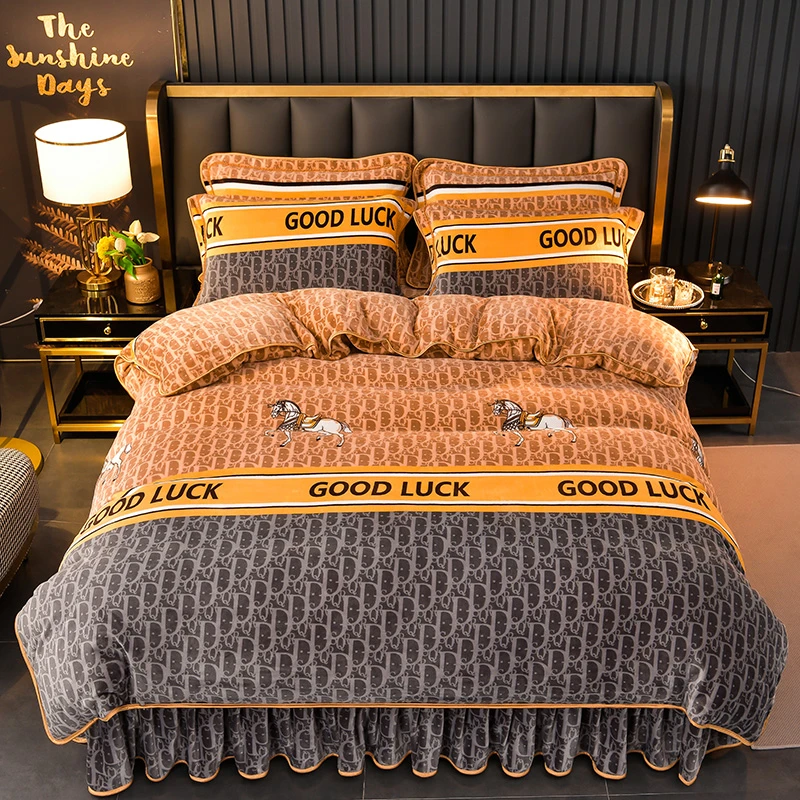 一马当先网红床上用品四件套牛奶绒轻奢高端四件套2.0*2.3