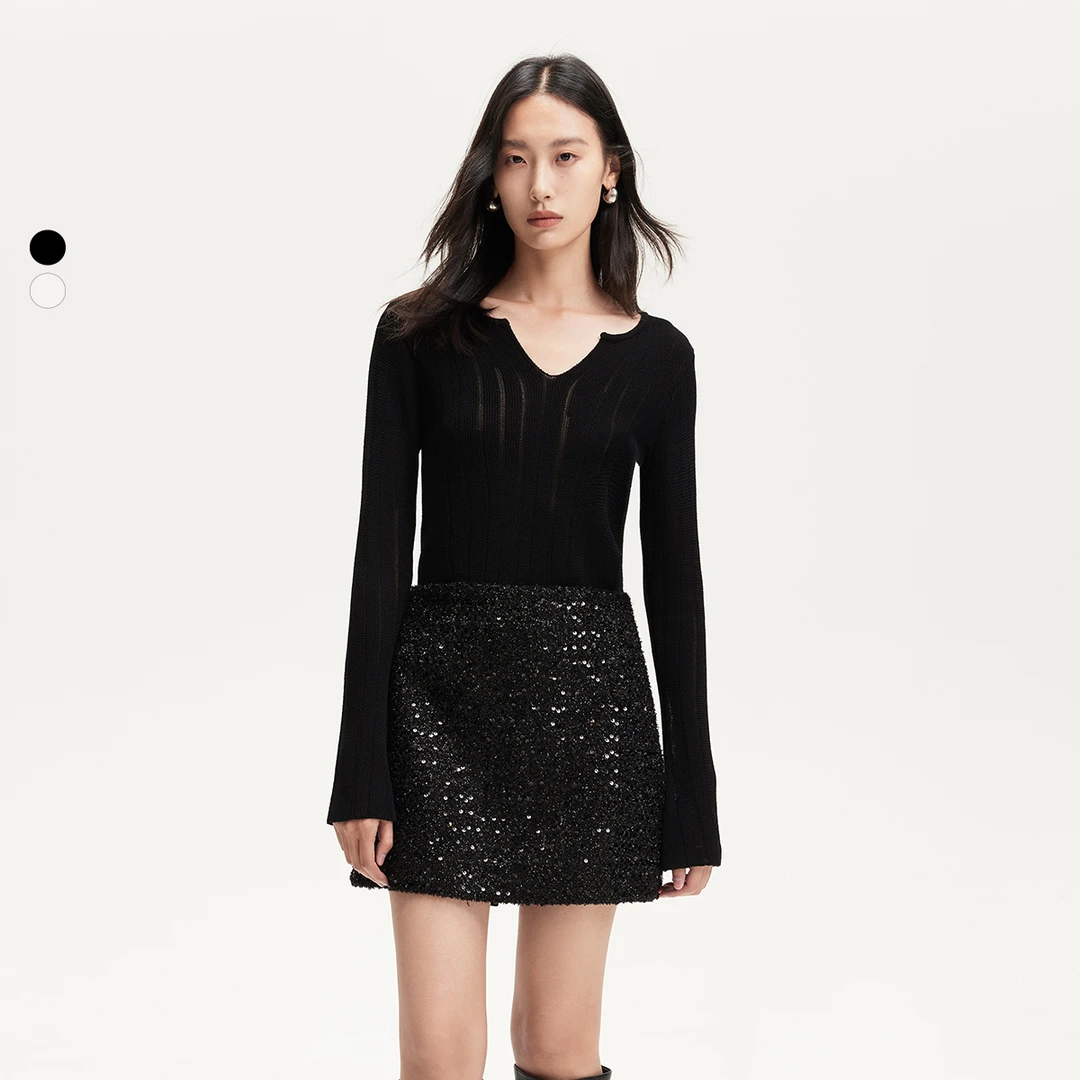 Vero Moda小众洋气女装半身裙气质设计感高腰亮片装束325116011