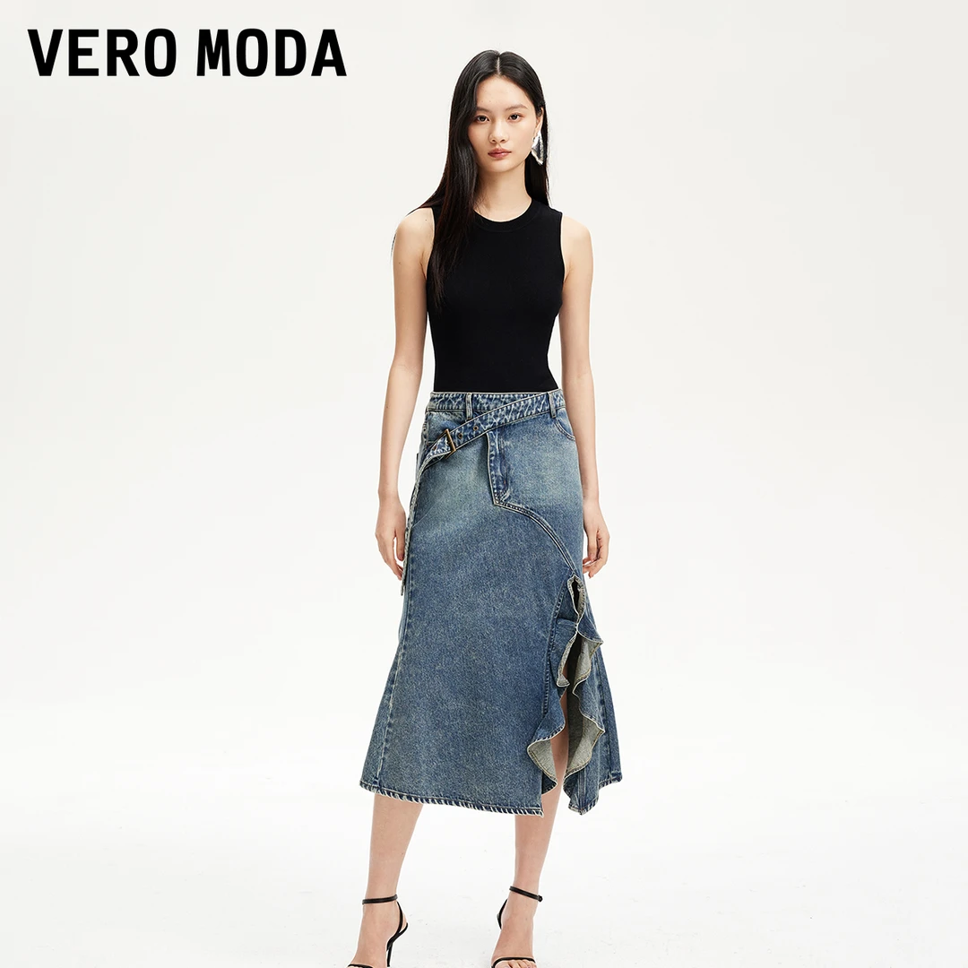 Vero Moda半身裙女25春商场同款欧若风不对称洋气千金325137003