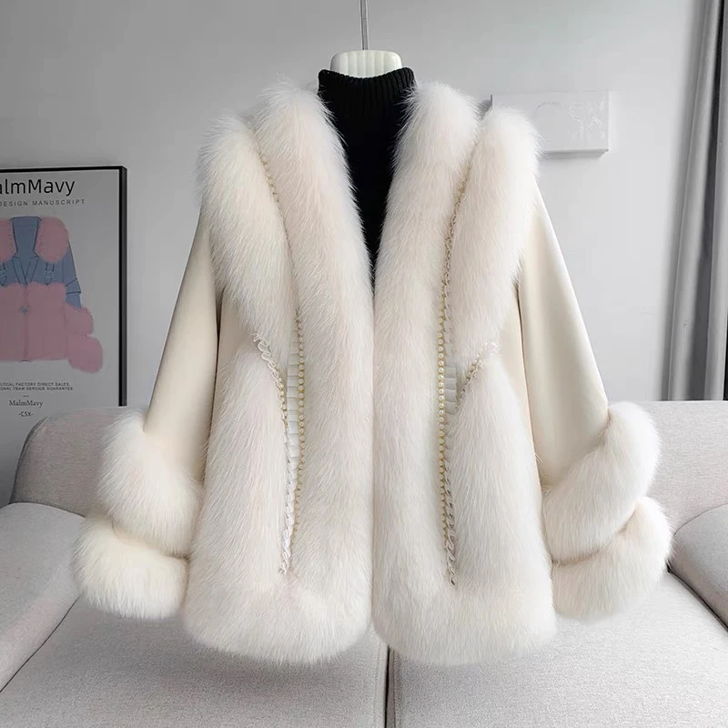 WM2209新款毛毛大衣女慵懒风中长款大衣外套轻奢气质时尚外套冬