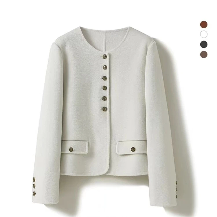 【鸽子定制】轻奢小香风短款双面羊毛大衣女高级感气质减龄毛呢外套