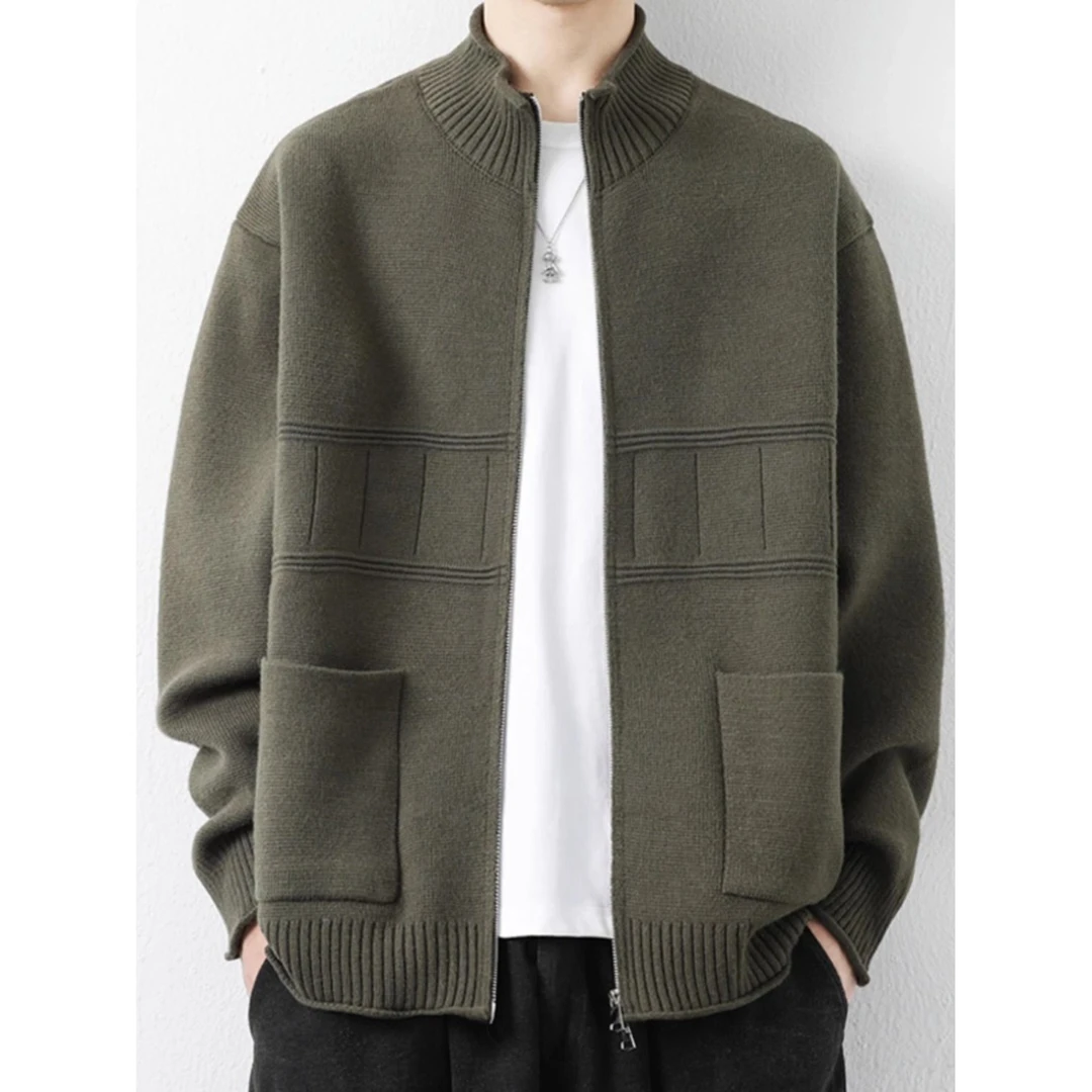 男士毛衣立领针织开衫外套男秋冬季潮牌宽松休闲夹克男高级感线衣