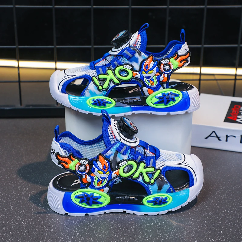 男童包头凉鞋2024夏季新款镂空儿童凉鞋中大童男孩子防踢运动凉鞋