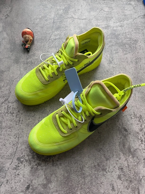 44码/nike af1 ow 荧光黄色