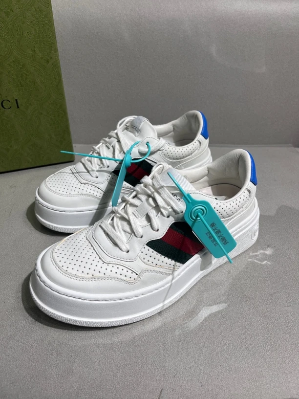 99新 GUCCI/古驰 Gucci/古驰 饼干鞋白蓝休闲鞋板鞋 36码