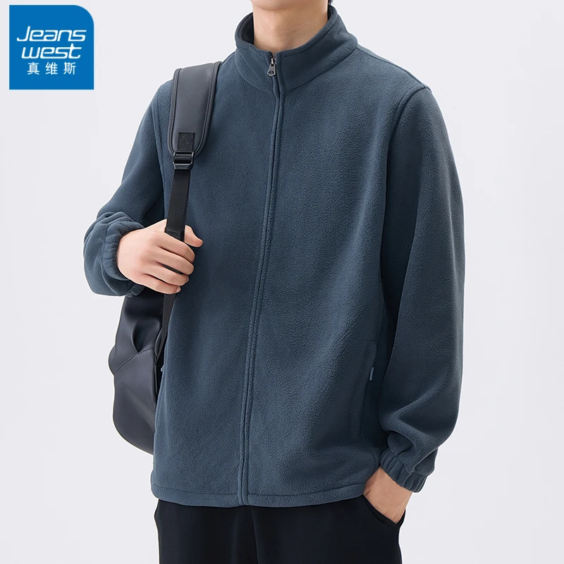 真维斯摇粒绒外套抓男绒衣男士运动保暖内胆秋冬摇粒绒夹克外套男
