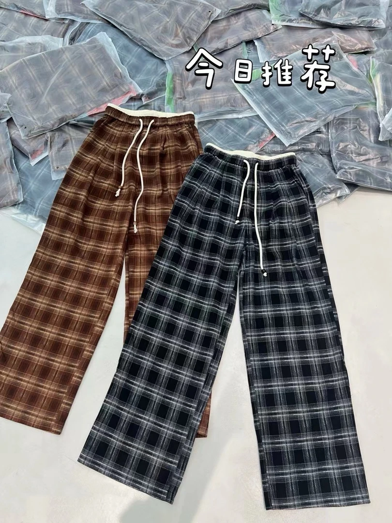 艳姐姐欧韩复古格子裤