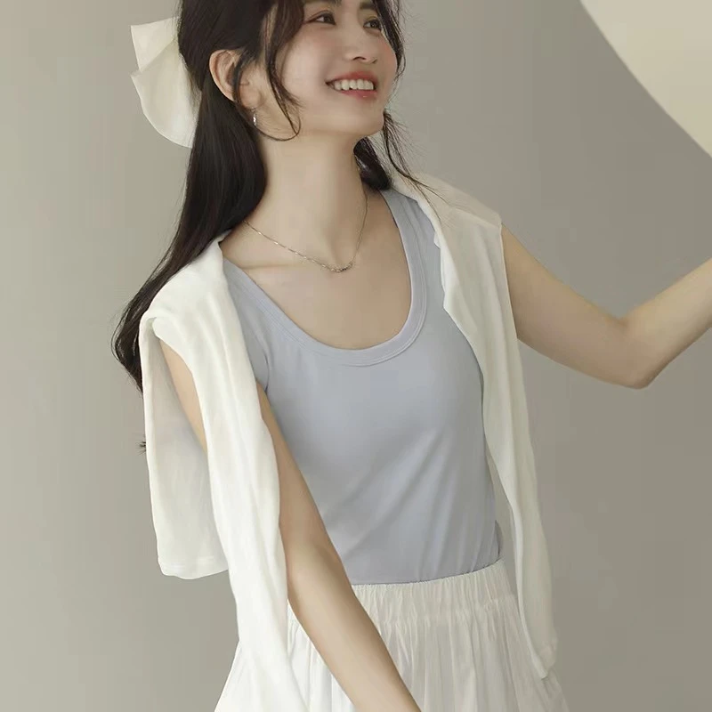 La Chapelle/拉夏贝尔春夏纯色小吊带背心法式美背外穿内搭上衣