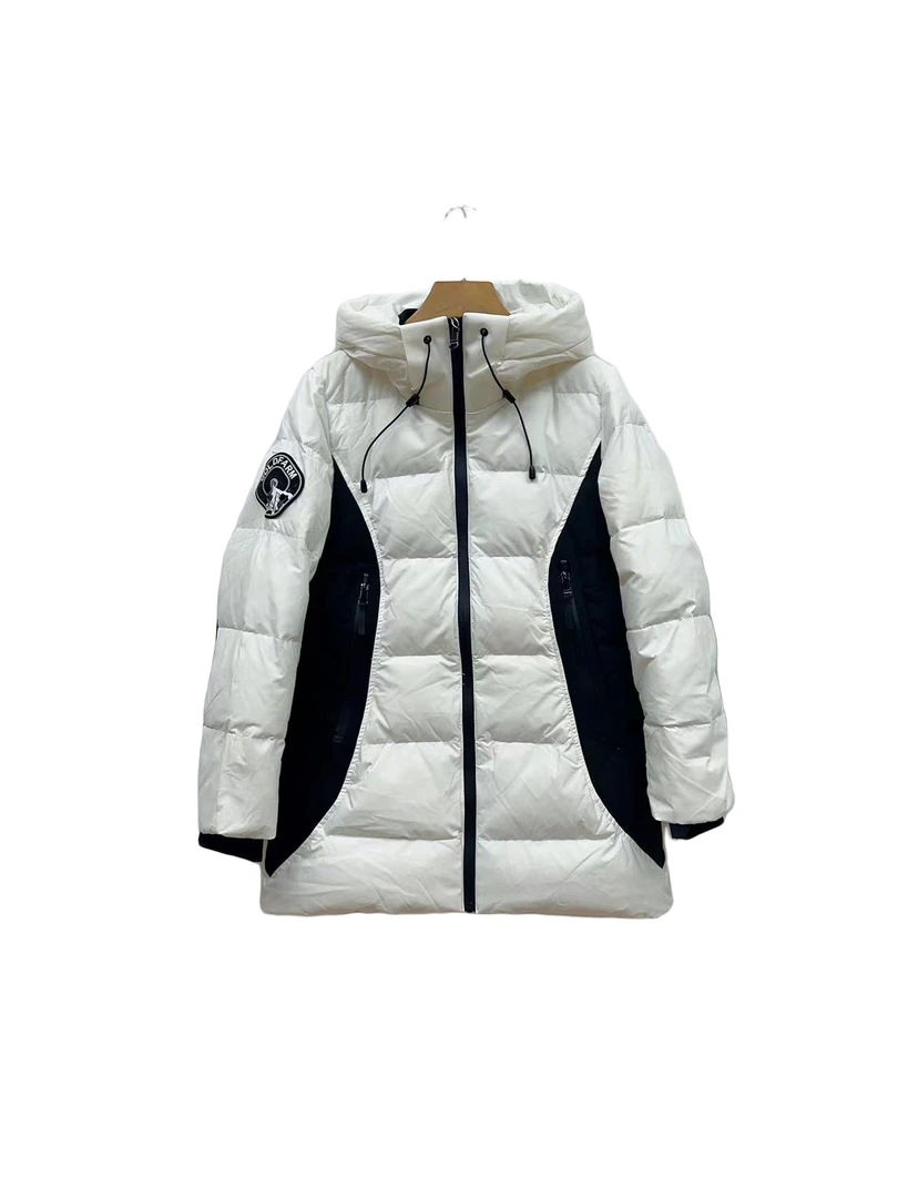 032GF-反季高高货三色拼色鹅绒羽绒服修身高品质
