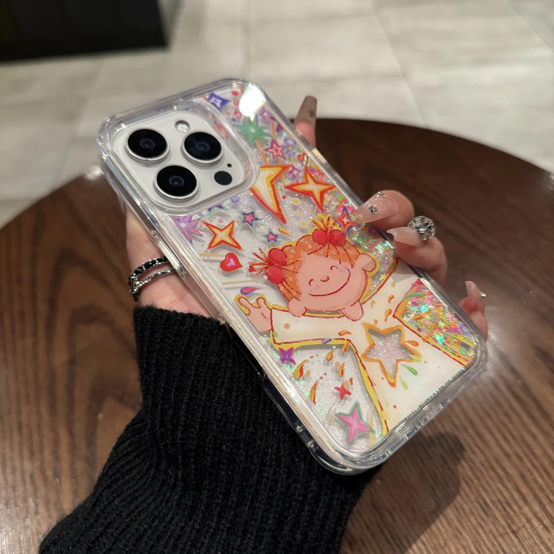 ins闪粉烟花女孩适用iPhone16/15promax手机壳苹果14防摔13/12潮
