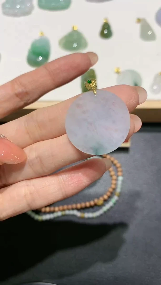 【闪购商品】翡翠吊坠(不含链)18K金镶嵌团购34