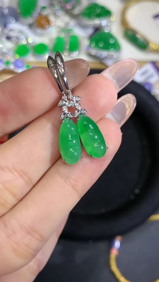 【闪购商品】翡翠耳饰18K金镶嵌团购12