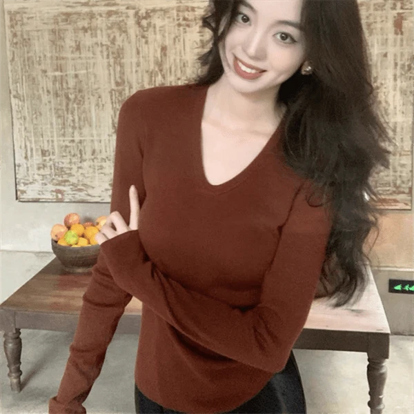 【巴韩】玲姐家533时尚百搭慵懒风软糯U领套头修身显瘦低领毛衣