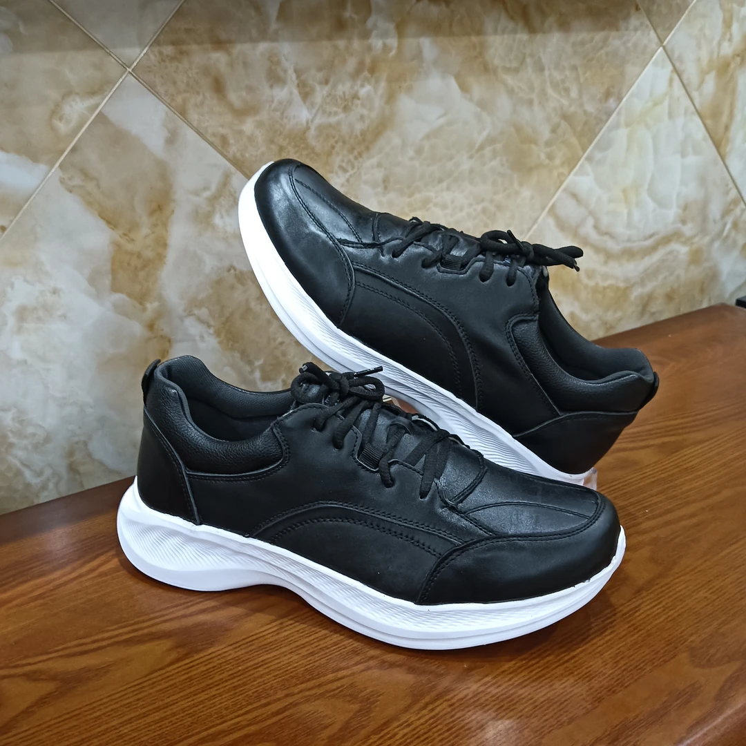 健步鞋真皮男运动鞋跑步鞋头层牛皮轻便透气厚底实心底软底软面