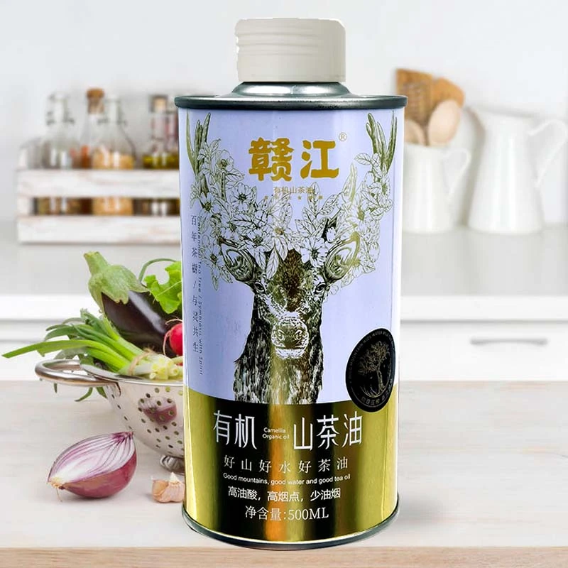 赣江物理压榨一级有机山茶油500ml铁罐装食用油