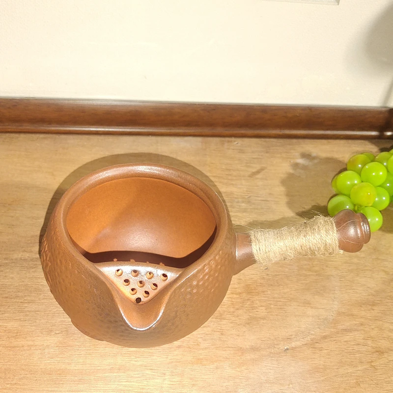 火山石复古陶瓷大容量纯手工侧把烤茶罐可干烧云南罐罐茶烤茶炉