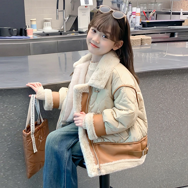 女童加绒外套冬装2025新款童装中大童冬款加厚派克服儿童冬季衣服