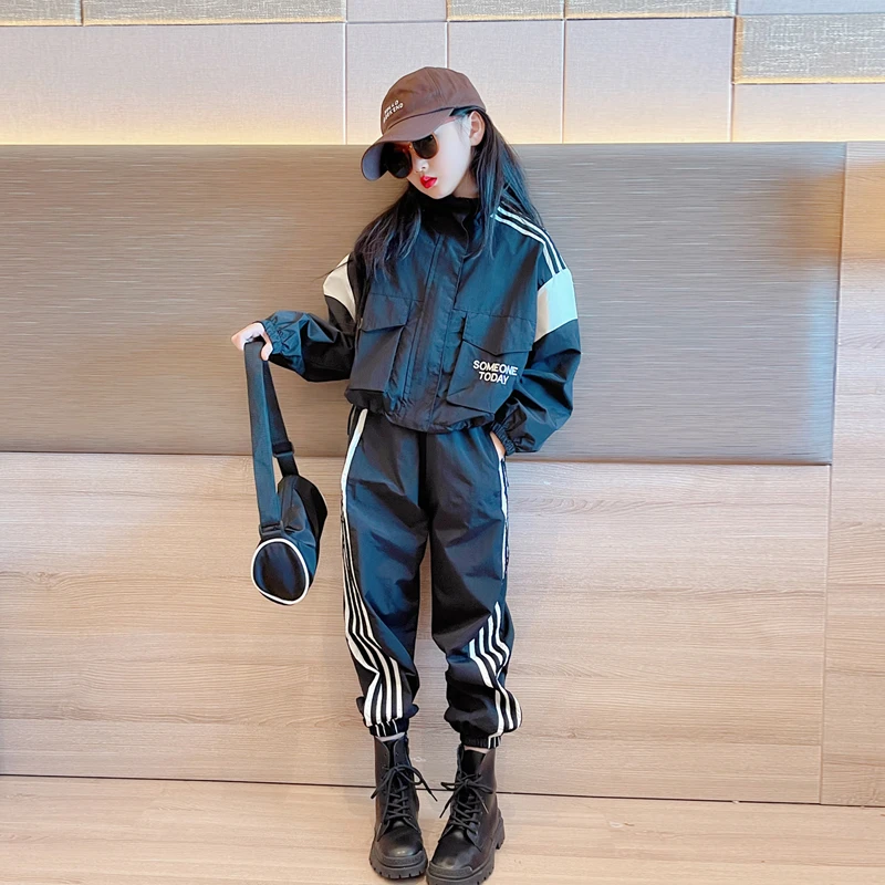 女童套装春秋2025新款儿童洋气炸街春秋中大童爆款网红运动两件套