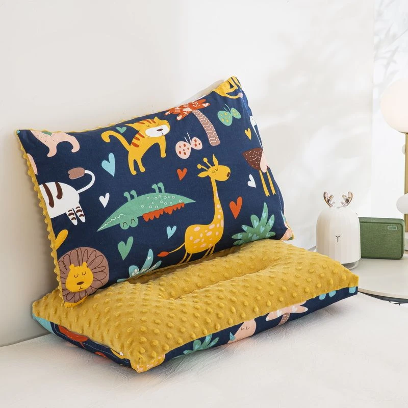 伊诵 儿童枕套枕芯【双面两用】豆豆绒枕头幼儿园午睡枕宝宝大童