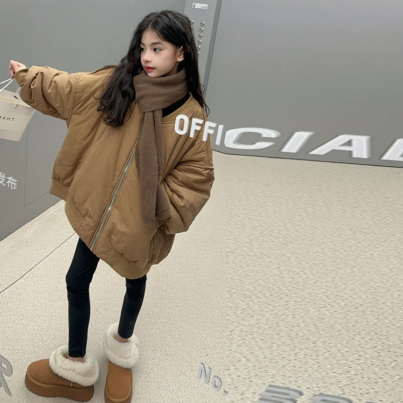 女童棉衣外套秋冬款2024新款6-12岁中大童女孩冬季韩版时尚面包服