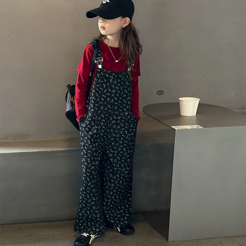 女童背带裤套装春秋2024新款儿童早秋韩系穿搭女孩时髦个性两件套