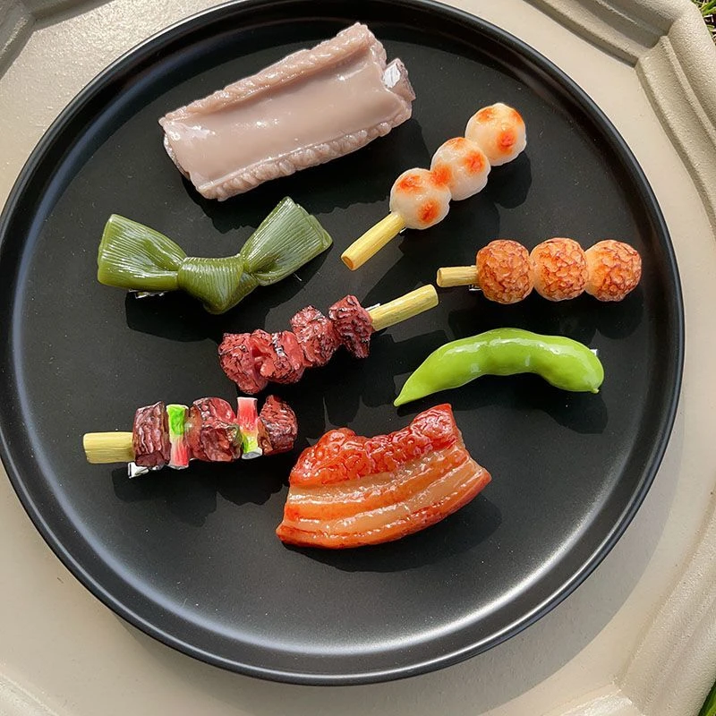 【西藏包邮】搞怪发夹美食ins仿真食玩排骨个性红烧肉新款鸭嘴夹侧