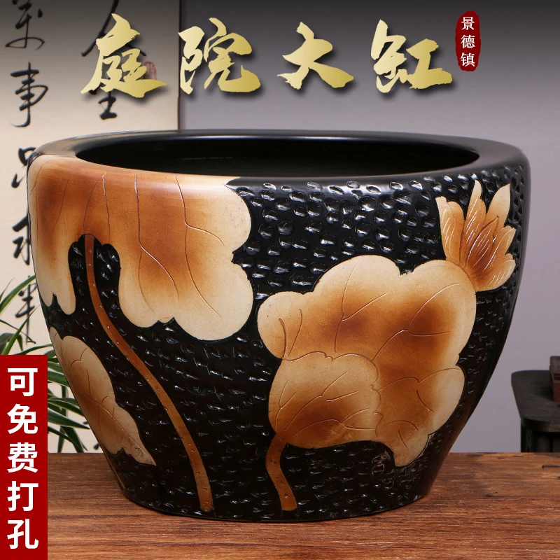 景德镇陶瓷摆件鱼缸流水器喷泉家用鱼缸大号客厅加湿招财