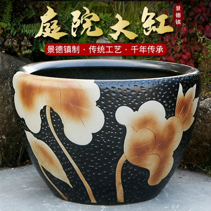 景德镇陶瓷摆件鱼缸流水器喷泉家用鱼缸大号客厅加湿招财