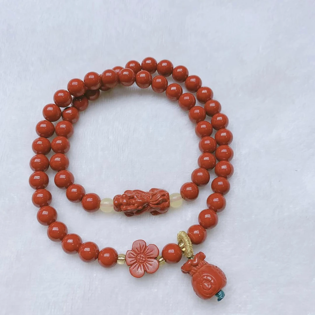 辰砂（处理）22朱砂紫金砂时尚多圈手链红色气质手串女士手工设计款