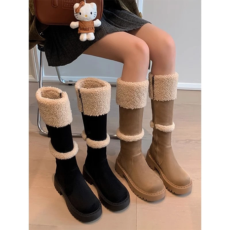 美拉德风东北雪地靴女冬季加绒加厚保暖2024秋冬雪地靴小个子厚底