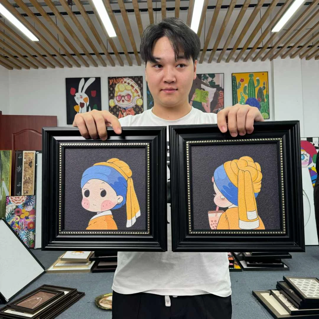 XX戴珍珠耳环的少女桌面摆画高颜值斗柜卧室床头装饰画小众艺术