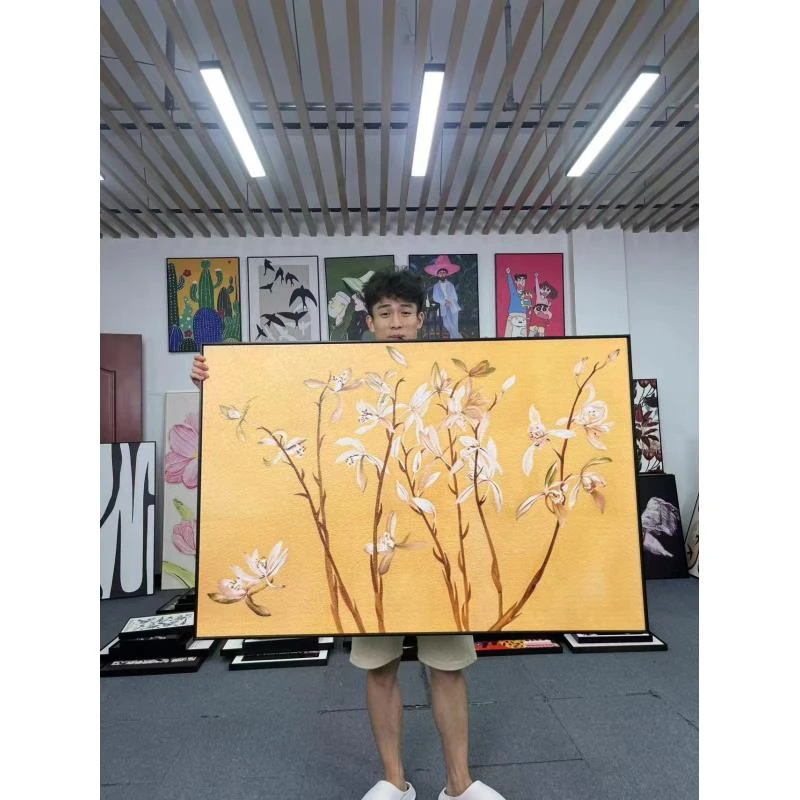 九兰图中式复古客厅装饰画宋代美学中古风挂画艺术墙壁画80120