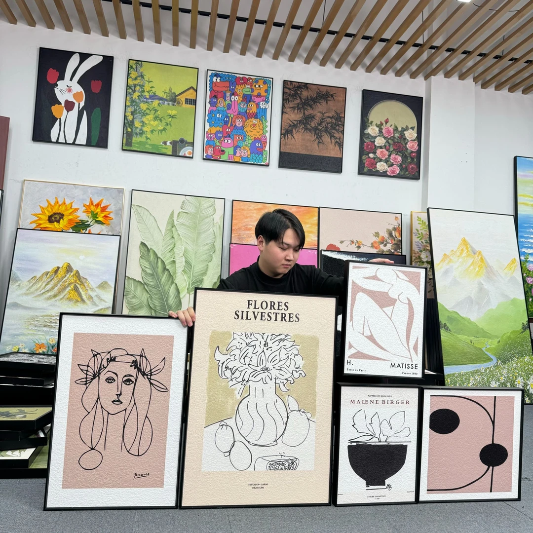 抽象极简组合客厅装饰画黑白艺术大白墙挂画沙发背景墙壁画500