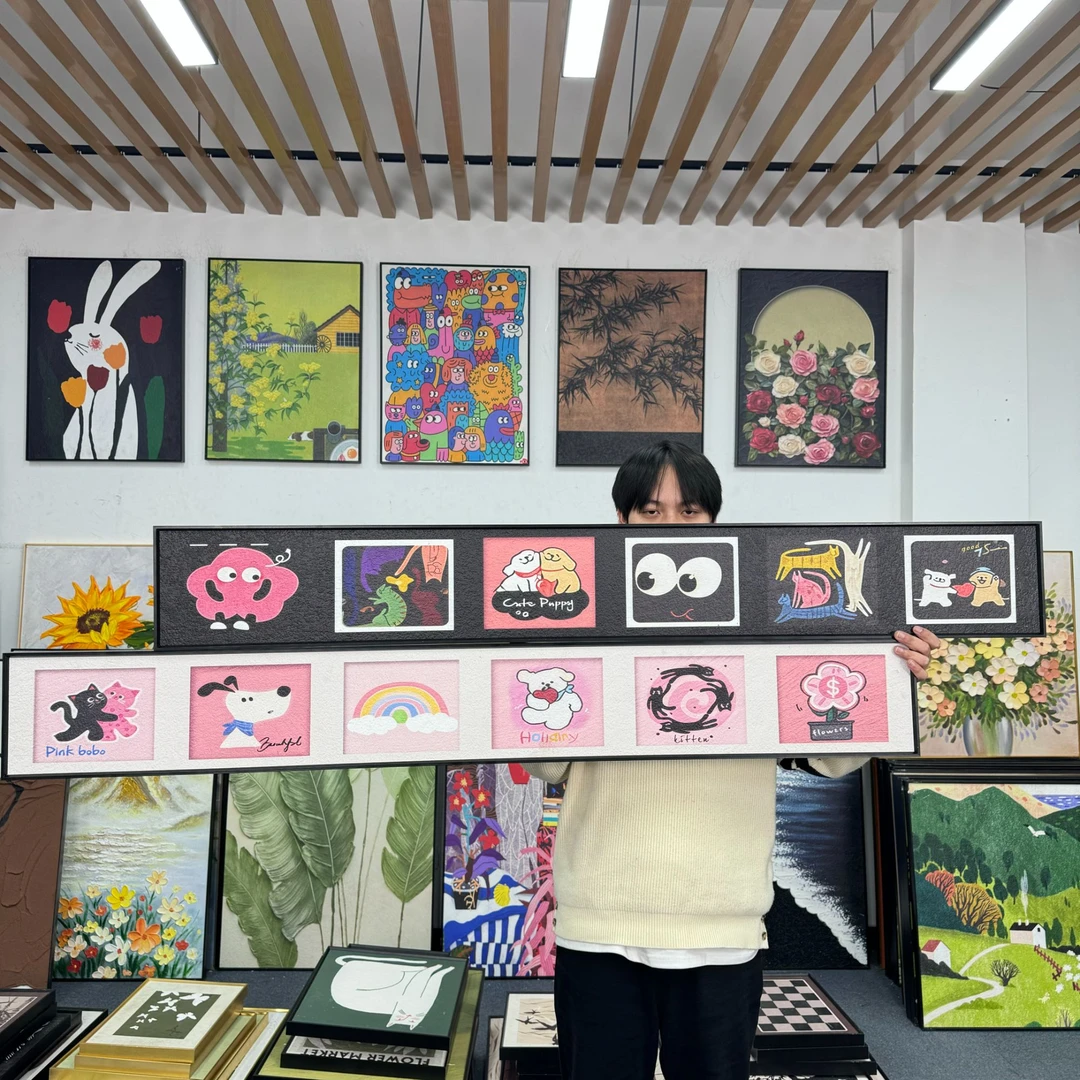 现代卡通多巴胺入户玄关装饰画竖版细长条挂画艺术感挂画20150