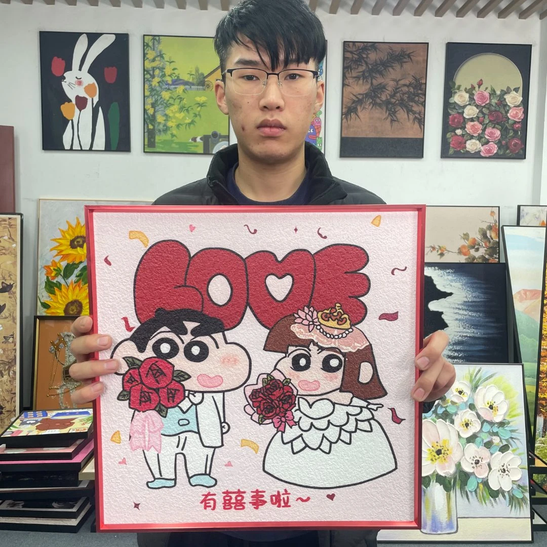 蜡笔小新love挂画客厅抽象背景墙装饰画美式卧室装饰画餐厅144