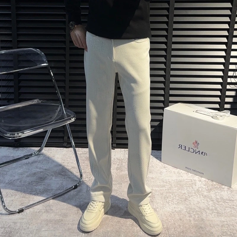 【专柜品质】男士秋冬垂感弹力休闲裤麦穗纹百搭纯色保暖高端轻奢