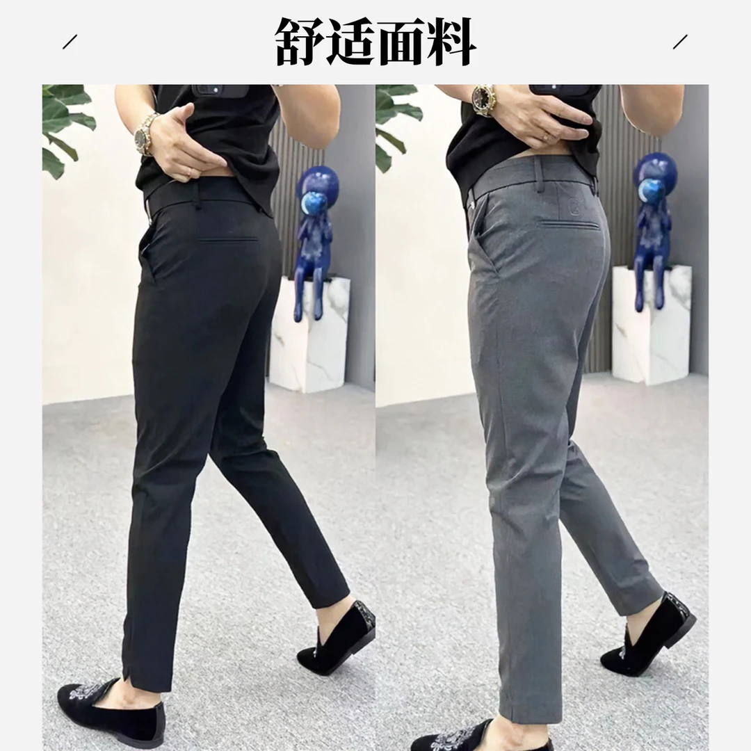 弹力秋冬新款商务休闲裤男士九分小脚裤时尚简约修身百搭高档裤子