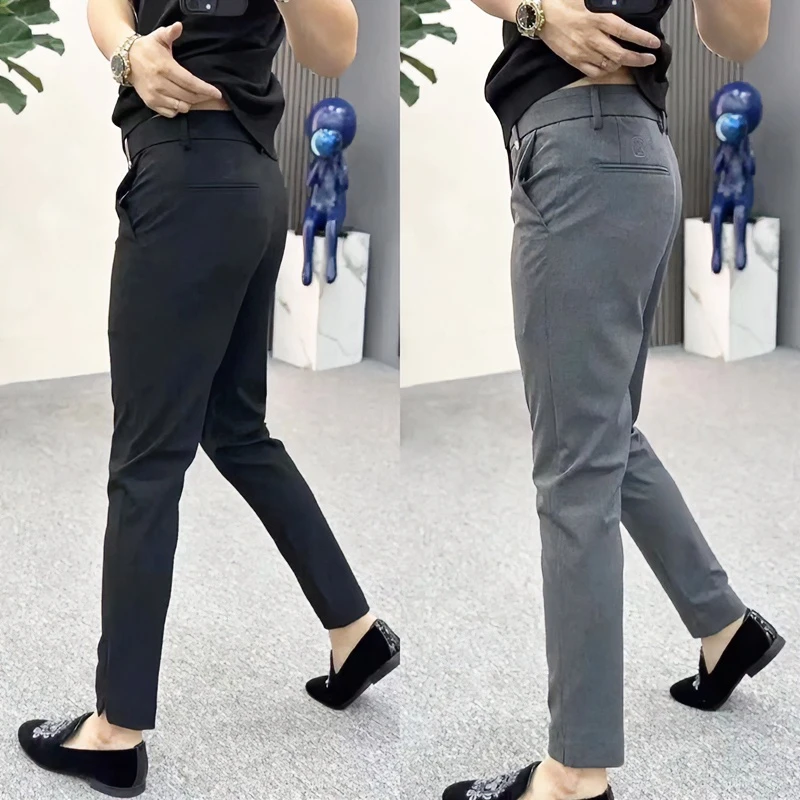 2025新款爆款商务休闲裤男士九分小脚裤时尚百搭修身简约高档裤子