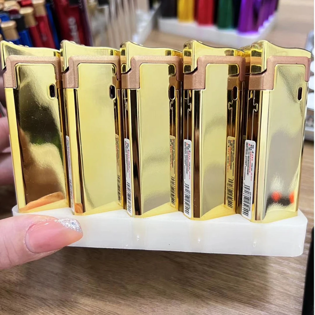 金属直冲蓝色火焰打火机免费定制广告雕刻防风精雕金色