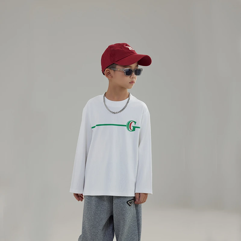 D-M 超舒服（明星衣橱）秋季百搭男女儿童宽松重磅棉 圆领T恤