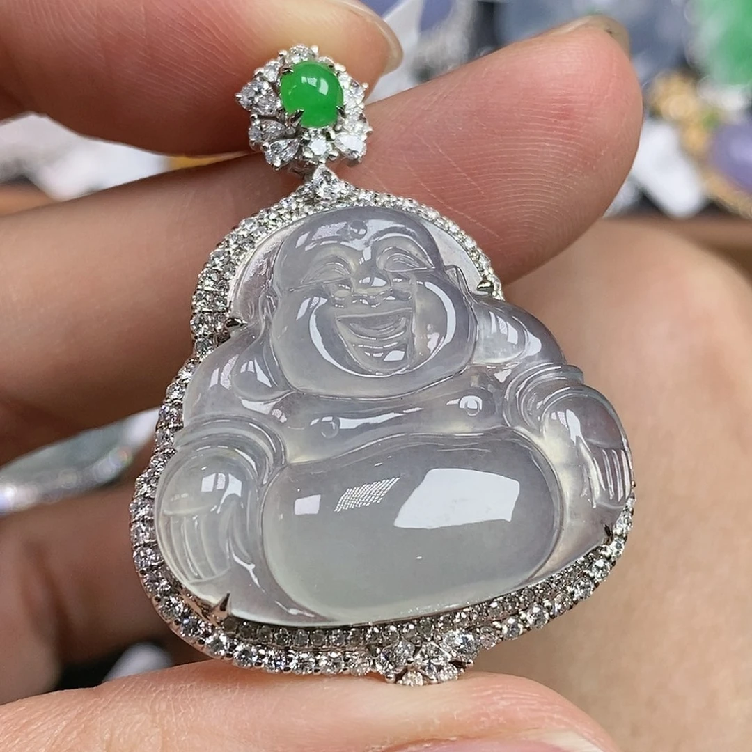 翡翠颈饰18K金镶嵌佛公