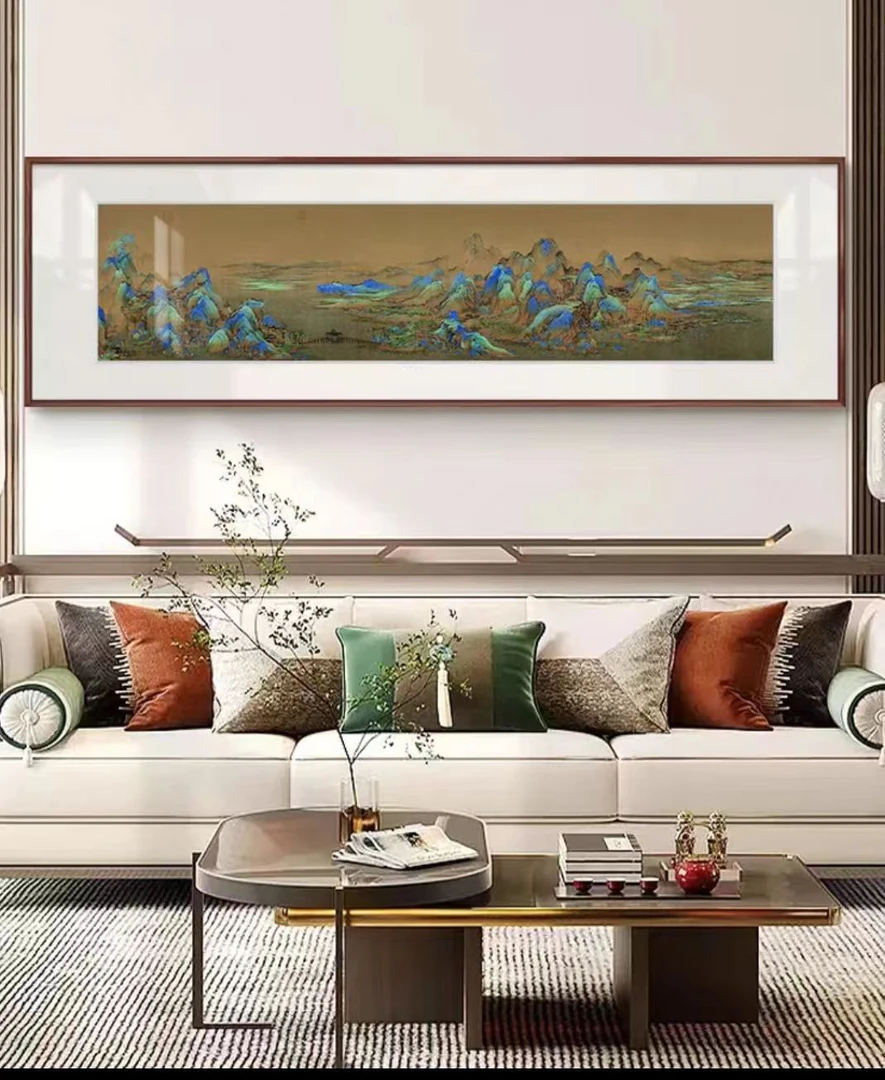 北宋·王希孟《千里江山图》260*72 客厅玄关高清微喷复刻手工装裱