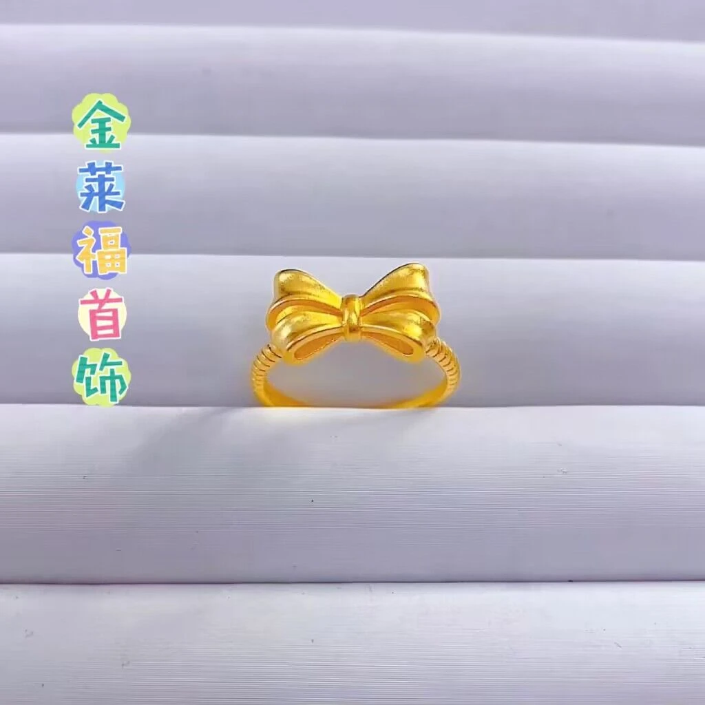 在逃公主蝴蝶结戒指甜美女生气质不掉色可调节百搭精美指环金戒指