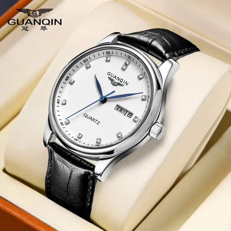 新款瑞士冠琴男士全自动石英手表男皮带男款腕表气质高档经典潮流