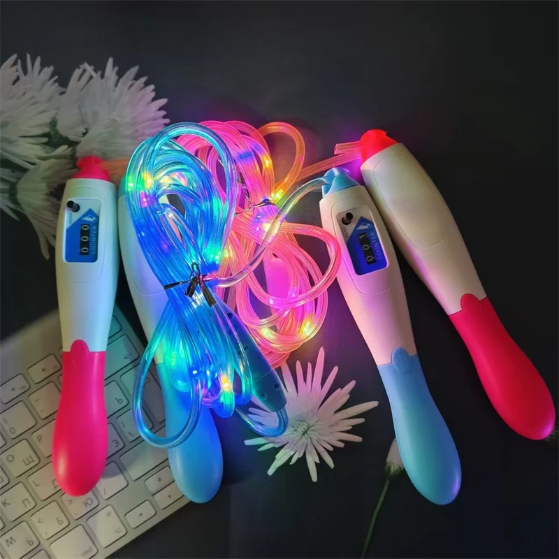 发光跳绳可调节长短炫彩运动跳绳健身跳绳跳绳考试竞速跳绳玩具