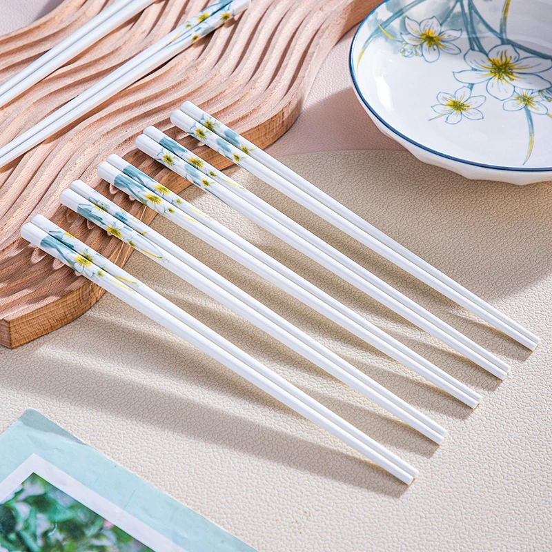 水仙花陶瓷筷子家用抗菌防霉筷子健康耐高温瓷筷子易清洗