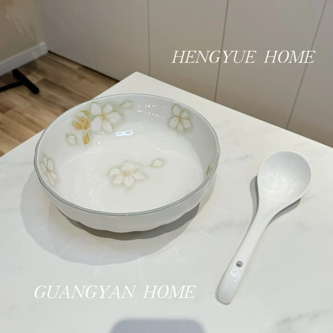 黄金叶家用酸菜鱼大碗釉下彩汤碗大号水煮鱼专用毛血旺陶瓷汤盆