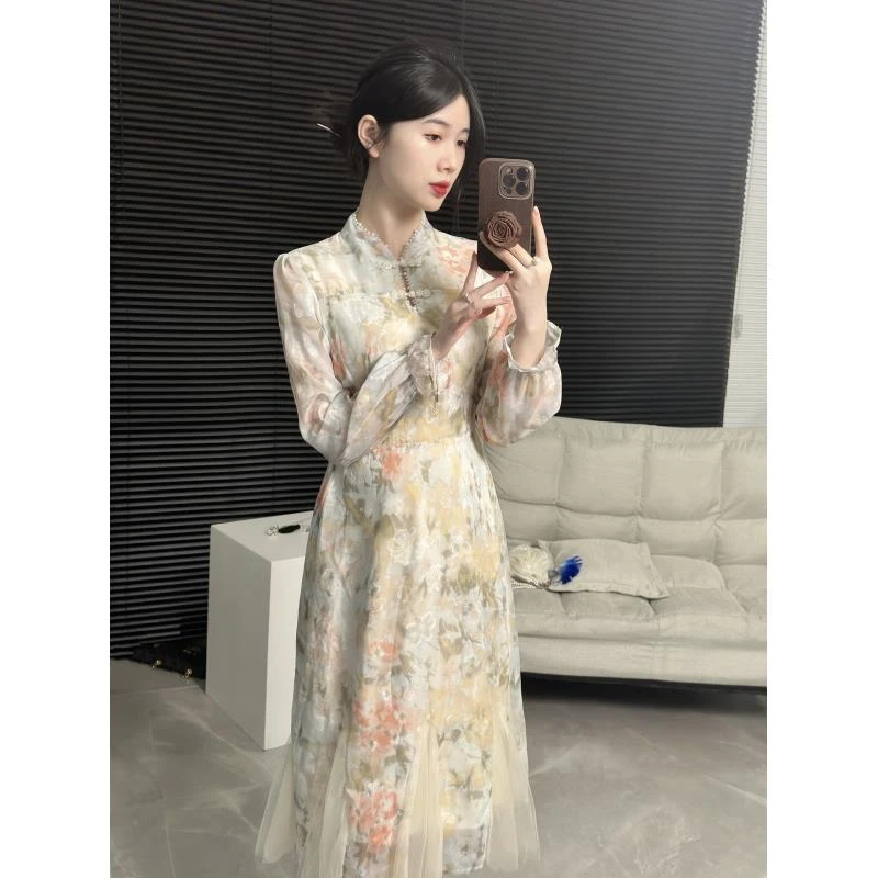 苏陌【奢香夫人】新中式春夏小个子高级感超仙森系收腰碎花长裙